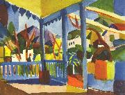 August Macke Terrasse des Landhauses in St. Germain oil